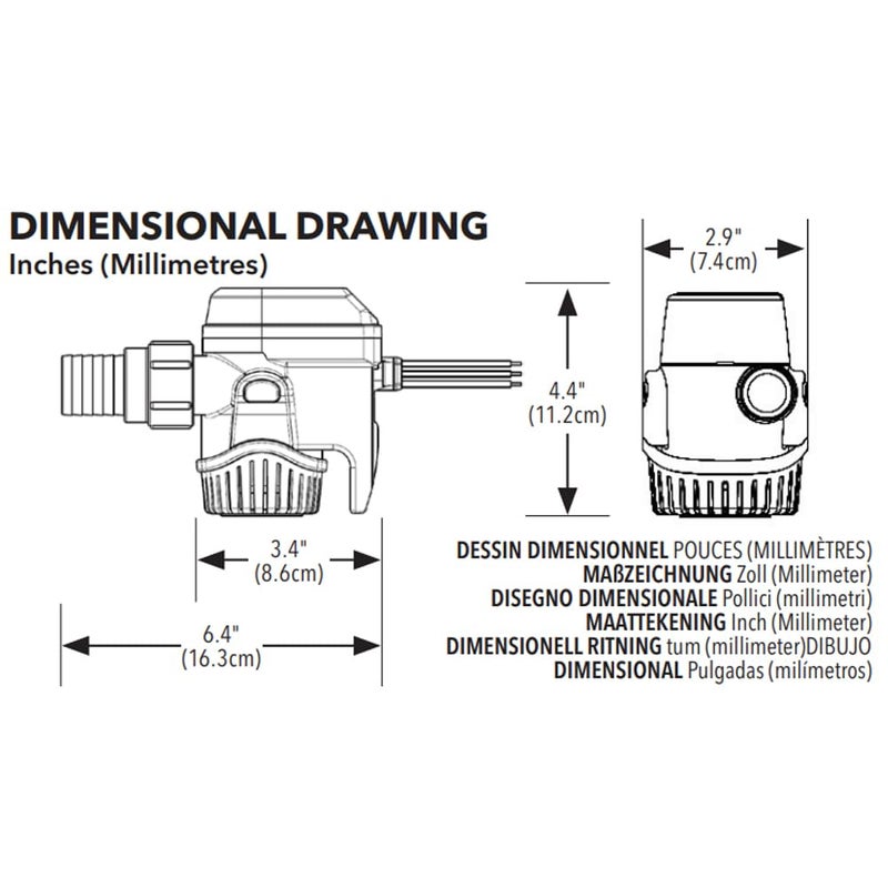 Rule-Mate Automatic Submersible Bilge Pumps 12V RM800B- 800GPH with Auto Sense Intelligence - Thermal Cut-Off & Backflow Prevention - Compact Design for Boats - Easy Install Threaded Discharge - Image 2